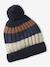 Ensemble tricolore garçon bonnet + snood + moufles/gants bleu nuit 3 - vertbaudet enfant 