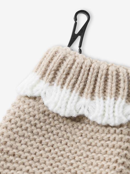 Ensemble festonné bonnet, snood et moufles bébé beige chiné 6 - vertbaudet enfant 