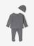 Ensemble naissance 3 pièces en tricot gilet + pantalon + bonnet gris chiné+rose 5 - vertbaudet enfant 