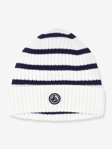 Bonnet enfant rayé en tricot doublé polaire marine 3 - vertbaudet enfant 