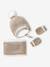 Ensemble festonné bonnet, snood et moufles bébé beige chiné 1 - vertbaudet enfant 