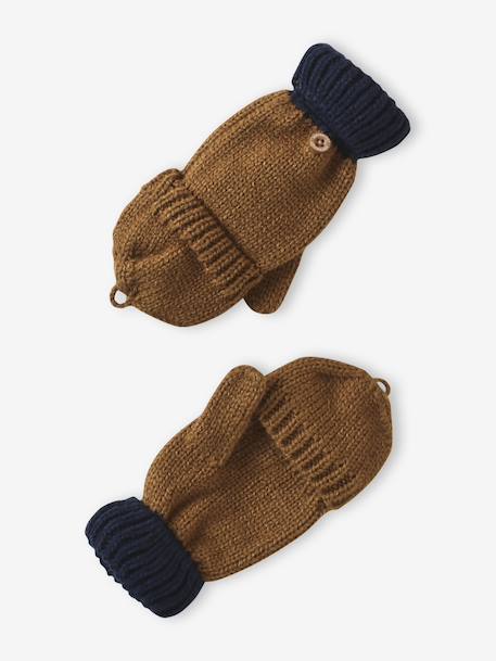 Ensemble torsadé garçon bonnet + snood + moufles/gants ocre 4 - vertbaudet enfant 
