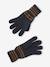 Ensemble rayé garçon bonnet + snood + moufles/gants bleu chambray+kaki 3 - vertbaudet enfant 