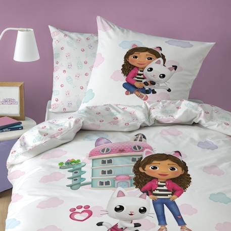 Parure de lit imprimée 100% coton, gabby et la maison magique world Rose 1 - vertbaudet enfant 