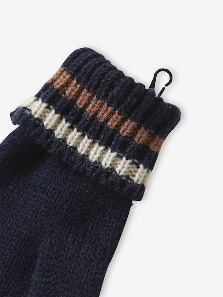 Ensemble tricolore garçon bonnet + snood + moufles/gants bleu nuit 8 - vertbaudet enfant 