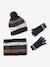 Ensemble tricolore garçon bonnet + snood + moufles/gants bleu nuit 2 - vertbaudet enfant 