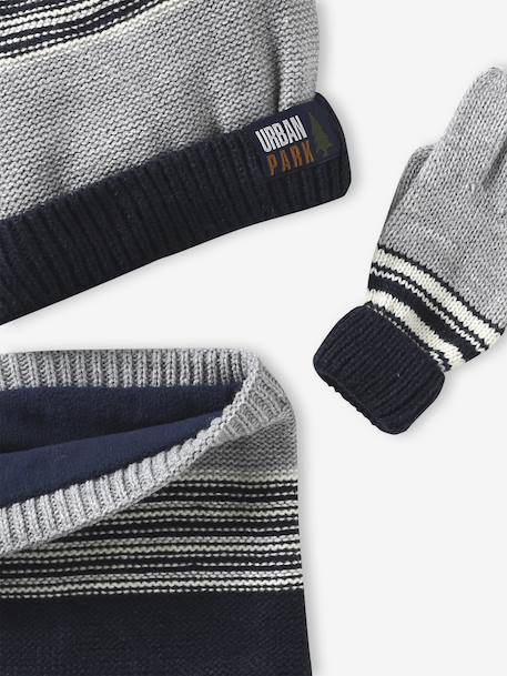 Coffret Noël bonnet Urban Park + snood + moufles/gants garçon gris chiné 2 - vertbaudet enfant 