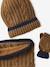 Ensemble torsadé garçon bonnet + snood + moufles/gants ocre 7 - vertbaudet enfant 