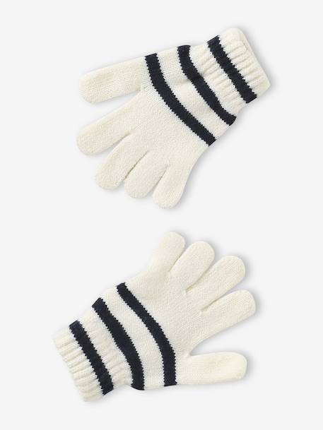 Ensemble rayé garçon bonnet + snood + moufles/gants écru 6 - vertbaudet enfant 