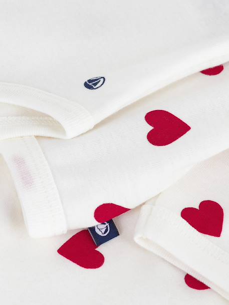Ensemble 3 pièces imprimé coeurs bébé cardigan cache-coeur, pantalon et body blanc 3 - vertbaudet enfant 