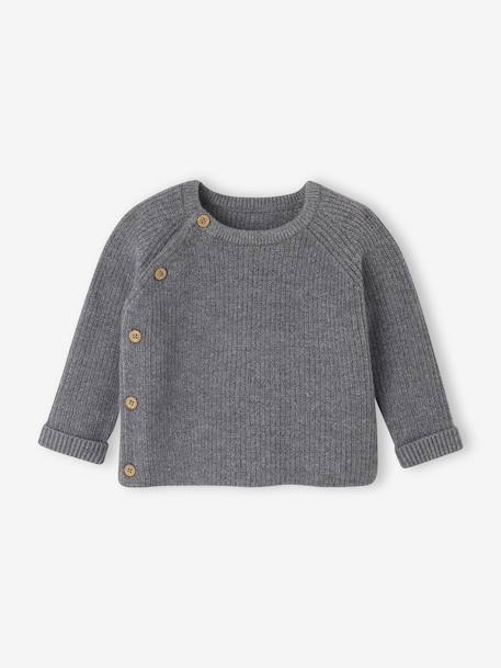 Ensemble naissance 3 pièces en tricot gilet + pantalon + bonnet gris chiné+rose 2 - vertbaudet enfant 