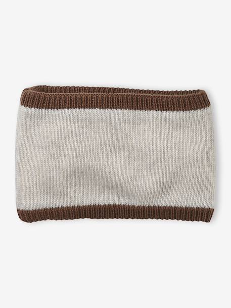 Ensemble Bonnet Péruvien Jacquard Ours Snood et Moufles beige chiné 4 - vertbaudet enfant 