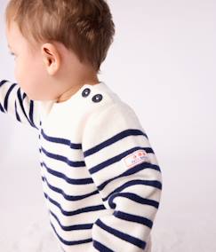 -Pull marin bébé en laine et coton à rayures