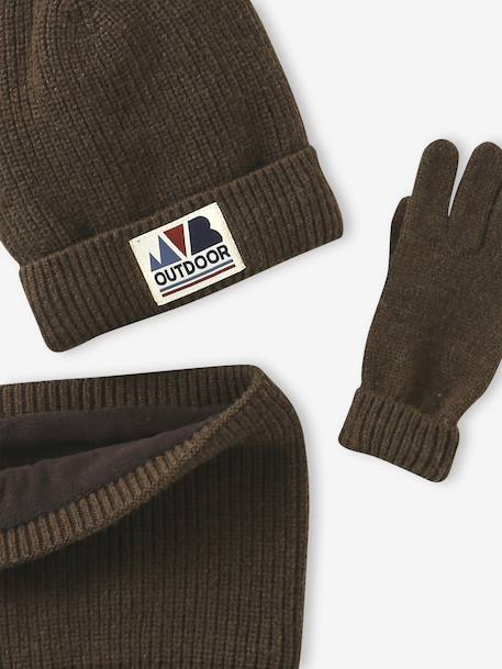 Ensemble garçon bonnet + snood + moufles/gants « Outdoor » bleu grisé+kaki 14 - vertbaudet enfant 