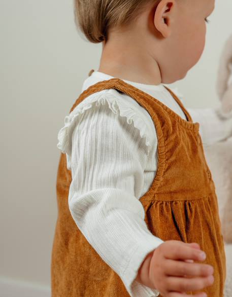 Ensemble salopette en velours et t-shirt en coto Marron 3 - vertbaudet enfant 