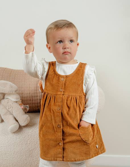 Ensemble salopette en velours et t-shirt en coto Marron 2 - vertbaudet enfant 