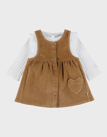 Ensemble salopette en velours et t-shirt en coto Marron 6 - vertbaudet enfant 