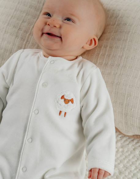 Lot de 2 pyjamas bébé en velours doux Ecru 2 - vertbaudet enfant 