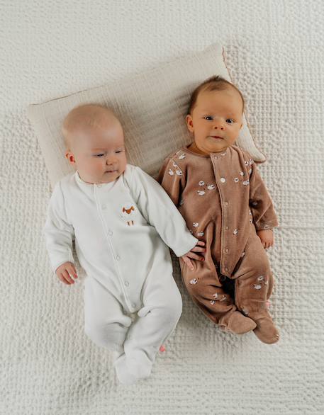 Lot de 2 pyjamas bébé en velours doux Ecru 4 - vertbaudet enfant 