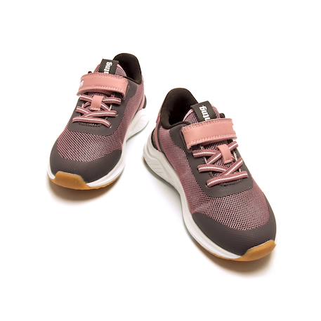 Sneakers filles textile lacets- fermeture adhésive Noir rose+Rose clair 9 - vertbaudet enfant 