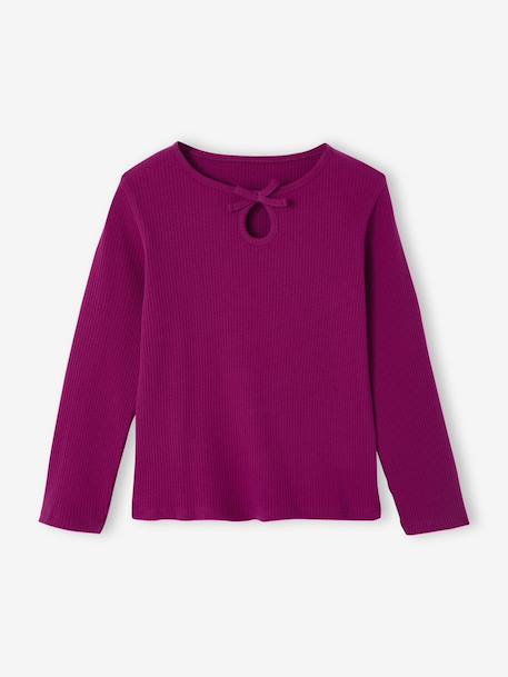 T-shirt en côtes fille manches longues marine+violine 4 - vertbaudet enfant 