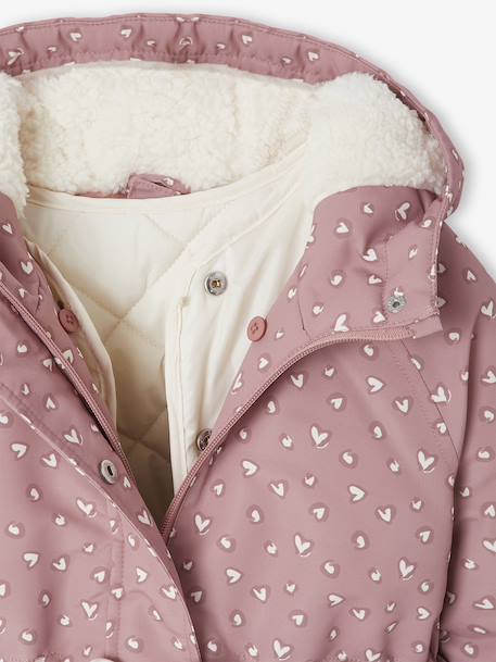 Parka fille à capuche 3 en 1 parka + veste matelassée bois de rose+marine 14 - vertbaudet enfant 