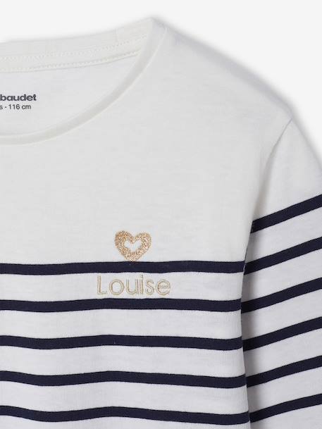 Tee-shirt marinière fille manches longues rayé bleu+vert sauge 4 - vertbaudet enfant 