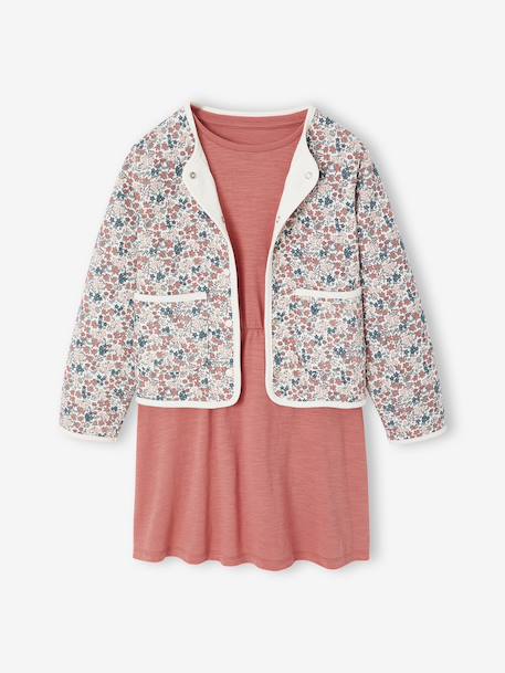 Ensemble robe et gilet matelassé fille anthracite+bois de rose 8 - vertbaudet enfant 