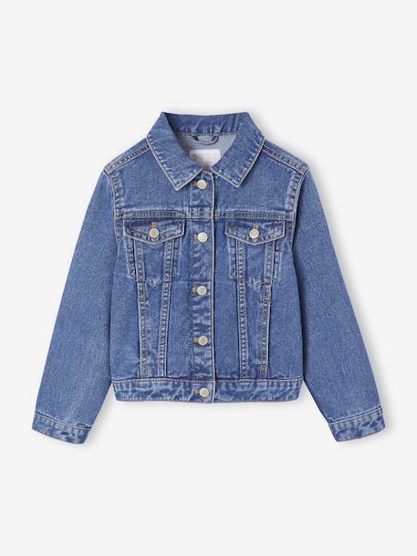 Veste jean fille personnalisable bleu clair+bleu moyen 12 - vertbaudet enfant 