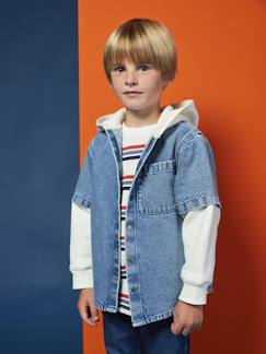 -Chemise effet superposition avec capuche garçon