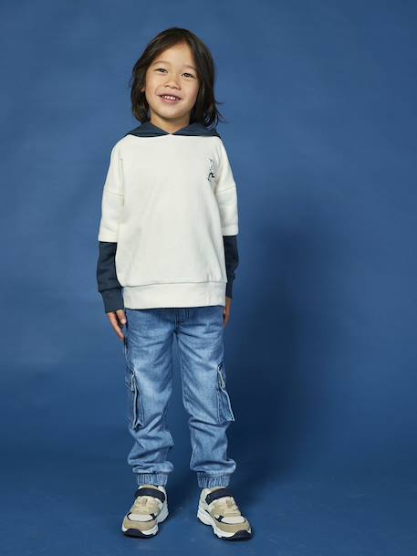 Sweat à capuche effet 2 en 1 print placé garçon écru 7 - vertbaudet enfant 