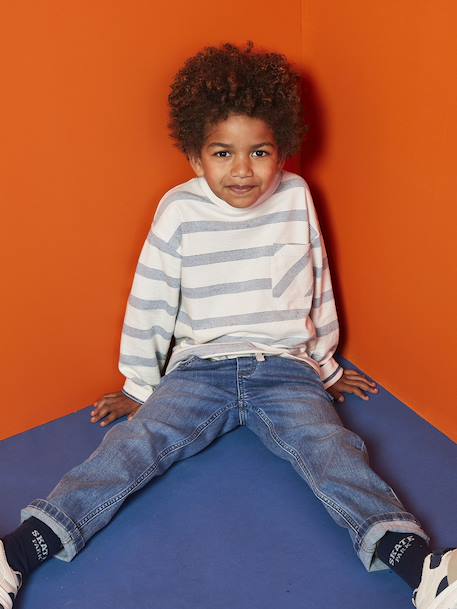Tee-shirt manches longues effet rayé garçon rayé blanc 6 - vertbaudet enfant 