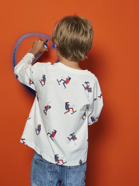 Tee-shirt manches longues HAPPY LA imprimé garçon blanc imprimé 7 - vertbaudet enfant 