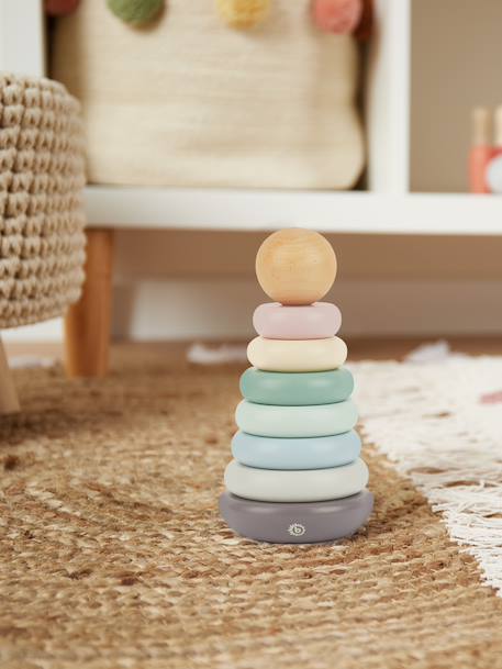 Pyramide à empiler bois, tour d'empilage,19cm Berry+Bleu+Faon ella+Lapin fine+Rose 26 - vertbaudet enfant 