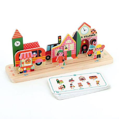 Jeu de logique en bois la ville Beige 2 - vertbaudet enfant 