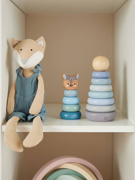 Pyramide à empiler bois, tour d'empilage,19cm Berry+Bleu+Faon ella+Lapin fine+Rose 12 - vertbaudet enfant 