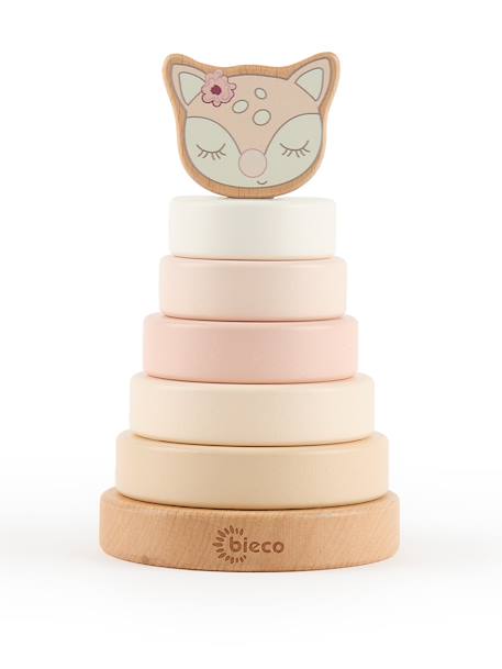 Pyramide à empiler bois, tour d'empilage,19cm Berry+Bleu+Faon ella+Lapin fine+Rose 13 - vertbaudet enfant 