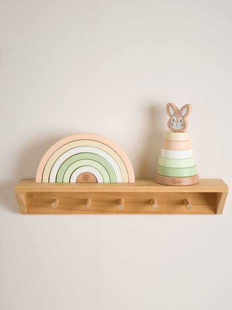 Pyramide à empiler bois, tour d'empilage,19cm Berry+Bleu+Faon ella+Lapin fine+Rose 24 - vertbaudet enfant 