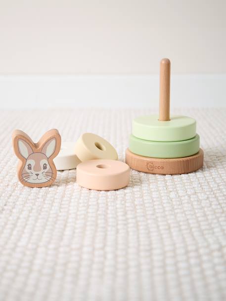 Pyramide à empiler bois, tour d'empilage,19cm Berry+Bleu+Faon ella+Lapin fine+Rose 21 - vertbaudet enfant 