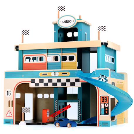 Garage en bois vintage vilacity Bleu 3 - vertbaudet enfant 