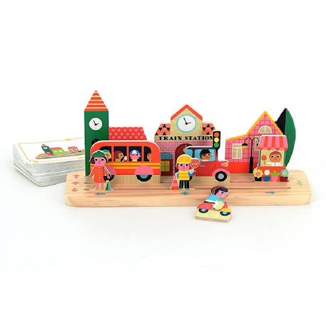 Jeu de logique en bois la ville Beige 3 - vertbaudet enfant 
