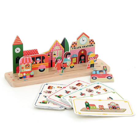 Jeu de logique en bois la ville Beige 1 - vertbaudet enfant 