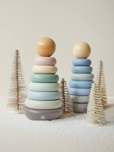 Pyramide à empiler bois, tour d'empilage,19cm Berry+Bleu+Faon ella+Lapin fine+Rose 30 - vertbaudet enfant 