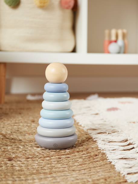 Pyramide à empiler bois, tour d'empilage,19cm Berry+Bleu+Faon ella+Lapin fine+Rose 8 - vertbaudet enfant 