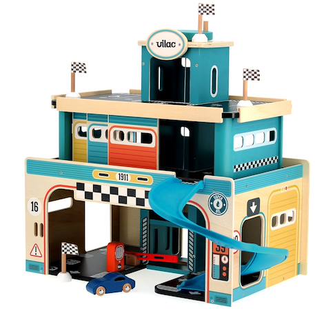 Garage en bois vintage vilacity Bleu 1 - vertbaudet enfant 