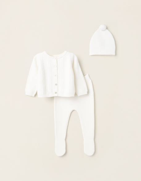 Ensemble de maille 3 pièces Blanc 1 - vertbaudet enfant 