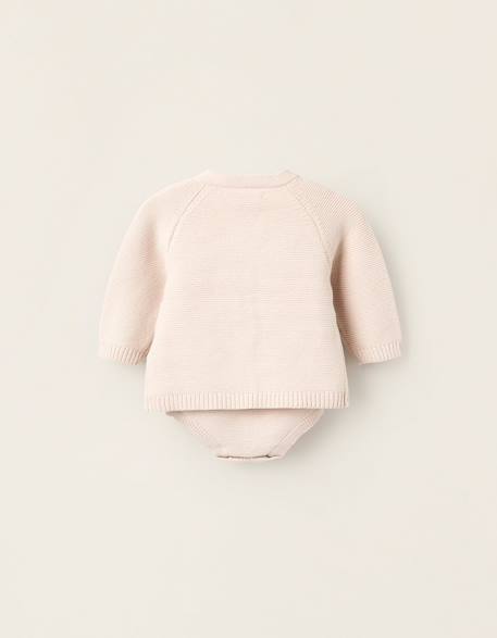 Ensemble en maille de 4 pièces en coton Beige clair 2 - vertbaudet enfant 