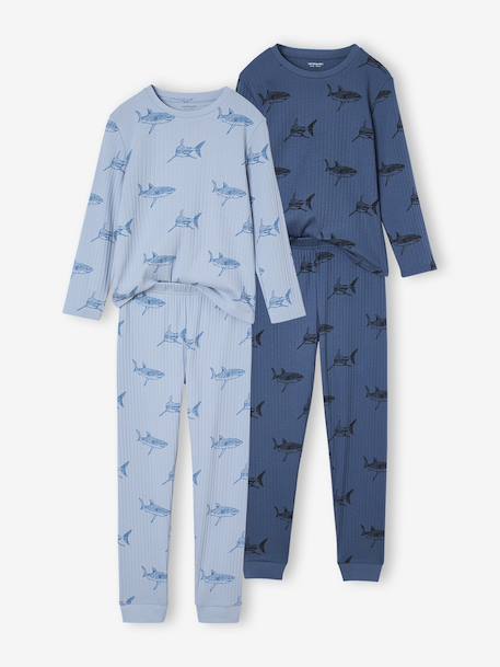 Lot de 2 pyjamas garçon requin marine 1 - vertbaudet enfant 
