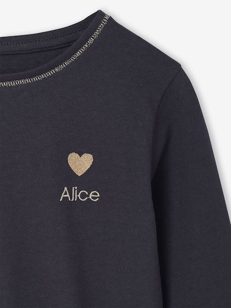 T-shirt fille coeur pailleté manches longues anthracite+corail+écru+rose poudré 4 - vertbaudet enfant 