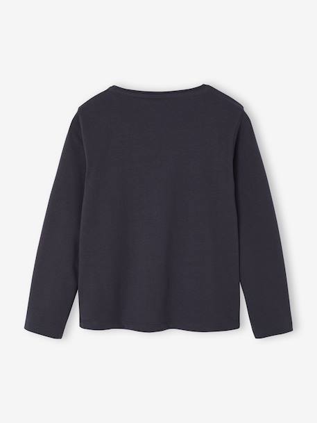 T-shirt fille coeur pailleté manches longues anthracite+corail+écru+rose poudré 3 - vertbaudet enfant 